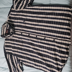 Ridgecut Toughwear Black/White/Gold Striped SS BD Shirt Men's 2XL NWOT Condition